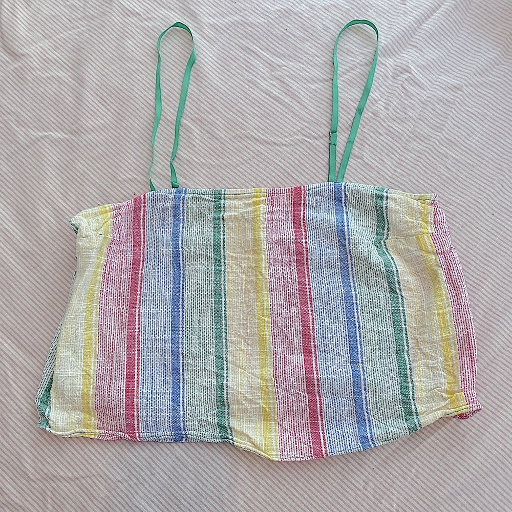 Urban Outfitters cropped Tank Top Bandeaux Size Small, Pastel Rainbow